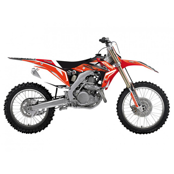BLACKBIRD KOMPLET NAKLEJEK (OKLEIN) + POKROWIEC POSZYCIE NA SIEDZENIE HONDA CRF 250R '14-'17, CRF 450R '13-'16 DREAM 4 KOLOR CZARNY CZERWONY BIAŁY