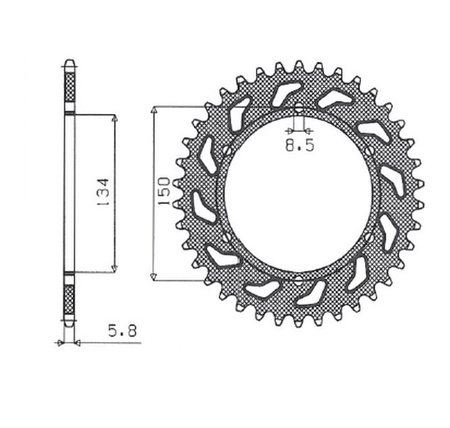 SUNSTAR ZĘBATKA TYLNA ALUMINIOWA (ERGAL) 489 50 KAWASAKI KX/KXF `84-18 (JTR460.50) (ŁAŃC. 520) (48950JT) KOLOR CZARNY - OFERTA SPECJALNA
