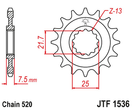 JT ZĘBATKA PRZEDNIA 585 14 KAWASAKI ZX-6R/RR '07-17, YAMAHA XTZ 750 '90-'98 (JTF1536.14)* (ŁAŃC. 520)