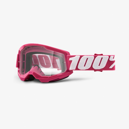100 PROCENT GOGLE MODEL STRATA 2 FLETCHER - CLEAR LENS - KOLOR FUKSJA/BIAŁY SZYBKA PRZEŹROCZYSTY STARY KOD: 50421-101-06