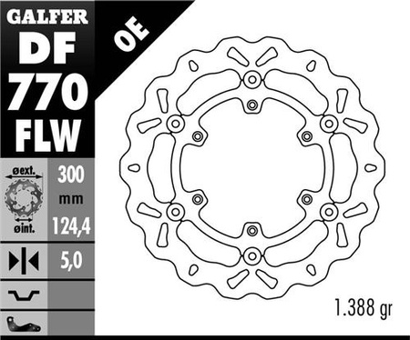 GALFER TARCZA HAMULCOWA PRZÓD KTM 950/990 ADVENTURE '02-'11, LC4 620/640/660/690 (300X124,4X5) WAVE