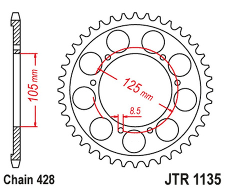 JT ZĘBATKA TYLNA APRILIA SX 125 '18-'23 (JTR1135.62)* (ŁAŃC. 428)