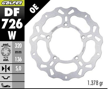GALFER TARCZA HAMULCOWA TYŁ BMW K 1600GT '11; K 1600 GRAND AMERICA '18- (WAVE FIXED) (320X136X5MM)