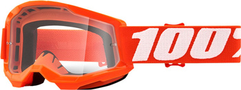 100 PROCENT GOGLE MODEL STRATA 2 YOUTH JUNIOR ORANGE - CLEAR LENS - KOLOR POMARAŃCZOWY SZYBKA PRZEŹROCZYSTA STARY KOD: 50521-101-05