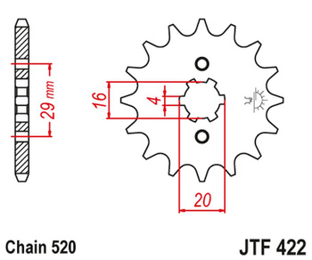 JT ZĘBATKA PRZEDNIA 514 14 KAWASAKI KX 125 '84-'93 (51414JT) (ŁAŃC. 520)