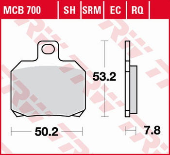 TRW ZF KLOCKI HAMULCOWE KH266 ORGANIC SPORT DUCATI HYPERMOTARD 950 '19-, 1000/1200 MULTISTRADA, V4 PANIGALE '18-, KTM RC8 1190 '09-'15, SUPERDUKE 1290 '14-'20, MOTO GUZZI V7 750 '08-'14, MV AUGUSTA BRUTALE 800 '13-, TYŁ