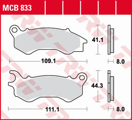 TRW ZF KLOCKI HAMULCOWE KH603 ORGANIC HONDA NSC 50/110 '12-, PCX 125/150 '10-, KYMCO PEOPLE 125 '16-, PEUGEOT DJANGO 50/125/150 '14-, PRZÓD