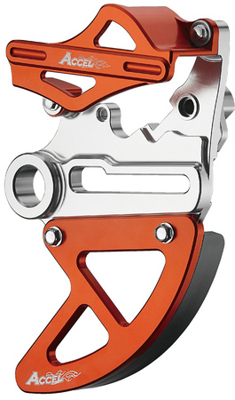 ACCEL OSŁONA ZACISKU I TARCZY HAMULCOWEJ TYŁ, KTM SX/SXF/EXC/EXCF '13-'22, HUSQVARNA TC/FC '15-'22 (OŚKA 25 MM), KOLOR POMARAŃCZOWY