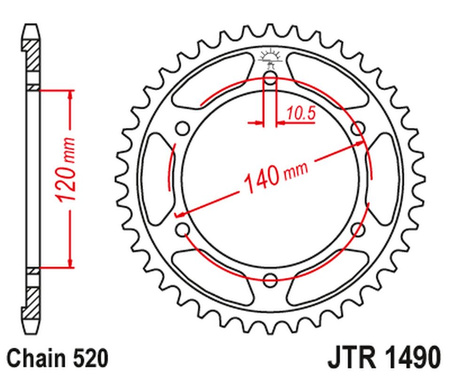 JT ZĘBATKA TYLNA 475 42 KAWASAKI KLR 250 84-05 (47542JT) (ŁAŃC. 520)
