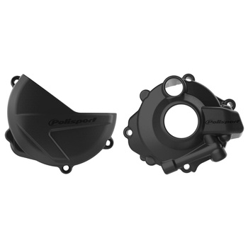 POLISPORT ZESTAW OSŁONA POKRYWY (DEKLA) ALTERNATORA ORAZ OSŁONA POKRYWY SPRZĘGŁA I OSŁONY POMPY WODY HONDA CRF 250R '18-'23 KOLOR CZARNY (8465900001+8465700001+8484400001)