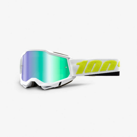 100 PROCENT FA21 GOGLE ACCURI 2 PEYOTE - MIRROR GREEN LENS KOLOR BIAŁY/CZARNY/ŻÓŁTY SZYBKA ZIELONE LUSTRO