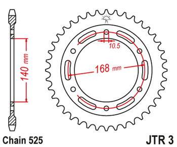 JT ZĘBATKA TYLNA 4613 41 BMW F 650 GS '09-'12, F800GS 08-18 (-1) (461341JT) (ŁAŃC. 525) CZARNA