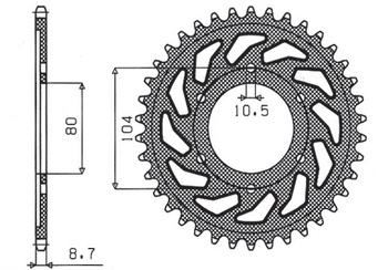 SUNSTAR ZĘBATKA TYLNA 488 44 KAWASAKI ZX9R (94-97), ZZR1200 (02-05) (JTR488.44) (ŁAŃC. 530) (48844JT)