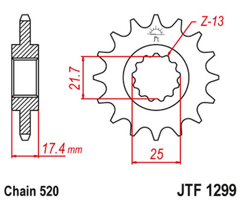 JT ZĘBATKA PRZEDNIA HONDA CB 250 '96-07' VT/VTR 250 '98-17' (ŁAŃC. 520)