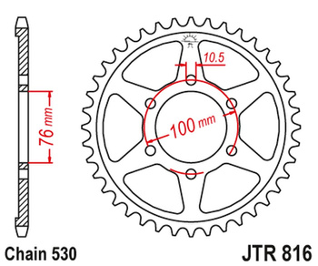 JT ZĘBATKA TYLNA 816 52 SUZUKI GSX 1100F '88-96 KONWERSJA (81652JT) (ŁAŃC. 530)
