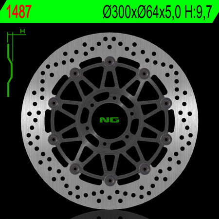 NG TARCZA HAMULCOWA PRZÓD/TYŁ INDIAN CHIEF /CHIEFTAIN 1811 '13-'20, VICTORY '01-'17 (300X64X5) (6X8,5MM) PŁYWAJĄCA