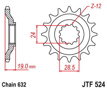 JT ZĘBATKA PRZEDNIA 527 15 KAWASAKI GPZ 1000 '86-89' (52715JT) (ŁAŃC. 632) NA ZAMÓWIENIE