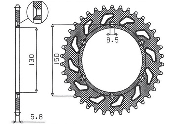 SUNSTAR ZĘBATKA TYLNA 270 42 YAMAHA YZ/YZF/WRF '99-'24 (JTR251.42) (ŁAŃC. 520) (27042JT)