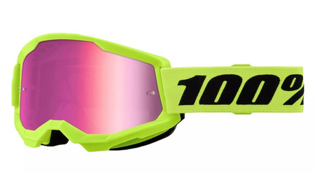 100 PROCENT GOGLE MODEL STRATA 2 NEON YELLOW - MIRROR PINK LENS - KOLOR ŻÓŁTY FLUO SZYBKA RÓŻOWE LUSTRO