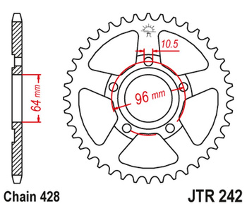 JT ZĘBATKA TYLNA 242 53 HONDA XL 125 R '82-87' (24253JT) (ŁAŃC. 428)