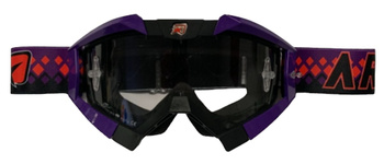 ARIETE GOGLE RIDING CROWS BASIC KOLOR CZARNY/GRANATOWY/CZERWONY, SZYBKA ANTI FOG, ANTI SCRATCH, UV, ROLL-OFF READY, GĄBKA 2 WARSTWOWA