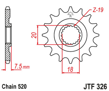 JT ZĘBATKA PRZEDNIA 340 12 HONDA CR 125 '87-'03 (34012JT) (ŁAŃC. 520)