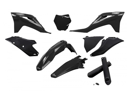 UFO KOMPLET PLASTIKÓW (FULL KIT) Z OSŁONAMI TELESKOPÓW (AMORTYZATORÓW) GAS GAS MC 125 / 250 '21-'23, EX 250 / 300 '21-'23, MC-F / EX-F 250 / 350 / 450 '21-'23 KOLOR CZARNY