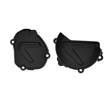 POLISPORT ZESTAW OSŁONA POKRYWY (DEKLA) ALTERNATORA ORAZ OSŁONA POKRYWY SPRZĘGŁA YAMAHA YZ 125 '08-'23 (8464400001+8463600001) KOLOR CZARNY