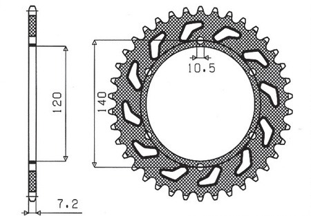 SUNSTAR ZĘBATKA TYLNA 5301 38 KAWASAKI ZR7 (99-04) (JTR498.38) (ŁAŃC. 525) (530138JT)
