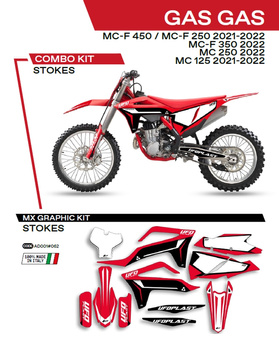 UFO KOMPLET NAKLEJEK (OKLEIN) GAS GAS MC 125 '21-'22; MC 250 '22; MCF 250/350/450 '21-'22 STOKES KOLOR CZERWONY - WYPRZEDAŻ
