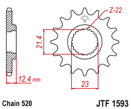 JT ZĘBATKA PRZEDNIA 2054 14 YAMAHA YFM 250 RAPTOR '08-13' (205414JT) (ŁAŃC. 520)