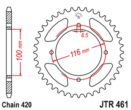 JT ZĘBATKA TYLNA 467 48 KAWASAKI KX 80/85 '86-'17 (46748JT) (ŁAŃC. 420)