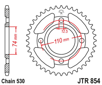 JT ZĘBATKA TYLNA 854 43 YAMAHA XS 250 '78-80, XS 500 '76-77 (85443JT) (ŁAŃC. 530) NA ZAMÓWIENIE