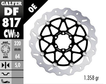 GALFER TARCZA HAMULCOWA PRZÓD BMW HP 4 '12-; S 1000R/RR '09-'23; MOTO GUZZI 1400 AUDACE '15-; 1400 CALIFORNIA '13- (LEWA) (WAVE FLOATING) (320X64X5MM)