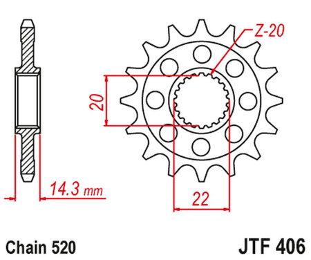 JT ZĘBATKA PRZEDNIA BMW G310GS '16-, G310R '16-, (JTF406.16)* (ŁAŃC. 520)
