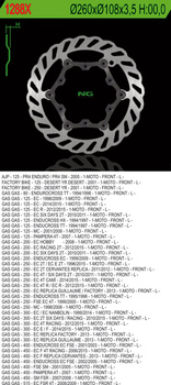 NG TARCZA HAMULCOWA PRZÓD GAS GAS 125/200/250/300/400/450/515 (PŁYWAJĄCA) (260X108X3,5) (6X6,5MM) WAVE