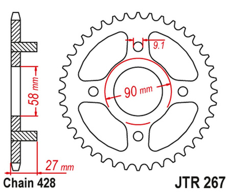 JT ZĘBATKA TYLNA JTR267 39 HONDA CD 175 '71-78' (26739JT) (ŁAŃC.428) NA ZAMÓWIENIE