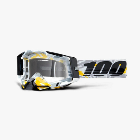 WYPRZEDAŻ 100 PROCENT GOGLE MODEL RACECRAFT 2 KORB - CLEAR LENS - KOLOR BIAŁY/SZARY/CZARNY/ŻÓŁTY SZYBKA PRZEŹROCZYSTA