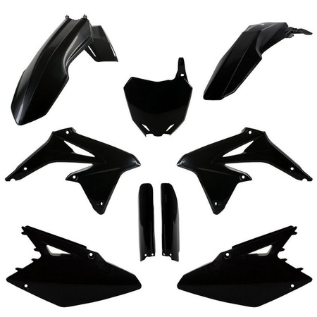 POLISPORT KOMPLET PLASTIKÓW (FULL KIT) SUZUKI RMZ 450 '08-'17 W ZESTAWIE TABLICA PRZEDNIA (8659300003) I OSŁONY AMORTYZARORÓW (8398300002) KOLOR CZARNY
