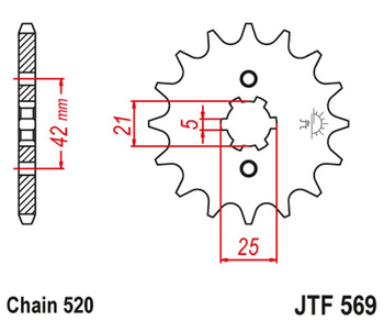 JT ZĘBATKA PRZEDNIA 569 10 YAMAHA YFM 125 GRIZZLY '04-'12, YZ 250 '77-'98, KAWASAKI KX 250 '87-'98 (56910JT) (ŁAŃC. 520)