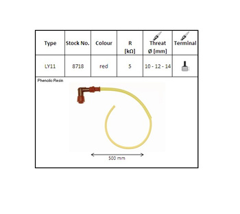 NGK FAJKA NA ŚWIECE EBONITOWA KĄTOWA (90) PRZEWÓD 50 CMM KOLOR CZERWONY (NR 8718)
