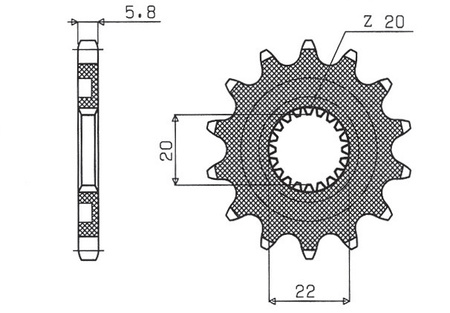SUNSTAR ZĘBATKA PRZEDNIA 2103 14 YAMAHA YZF 250 '01-'25 (JTF1590.14) (ŁAŃC. 520) (210314JT)