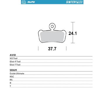 MOTO-MASTER WYPRZEDAŻ BIKE PRO KLOCKI HAMULCOWE ROWEROWE SINTER PRO METALICZNE PASUJE DO AVID XO TRAIL, ELIXIR 9 TRAIL, ELEXIR 7 TRAIL, SRAM QUIDE ULTIMATE, RSC, RS, R, T