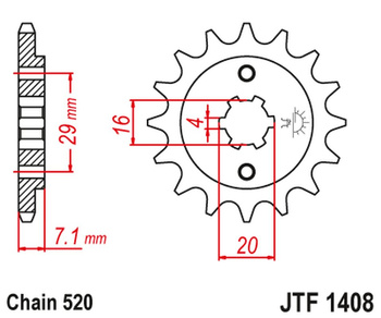 JT ZĘBATKA PRZEDNIA 422 15 SUZUKI RV200 VAN VAN '15-19',TSR200 (TS) '90-92' (42215JT) (ŁAŃC. 520)