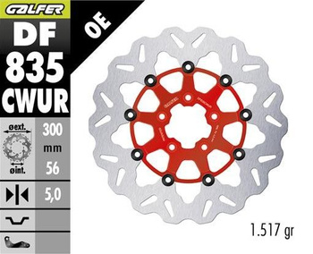 GALFER TARCZA HAMULCOWA PRZÓD HARLEY-DAVIDSON (300X56X5) PŁYWAJĄCA KOLOR CZERWONY