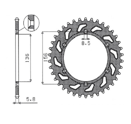 SUNSTAR ZĘBATKA TYLNA ALUMINIOWA (ERGAL) 702 50 HUSQVARNA SM 610 (08-09), SUZUKI DR350 (90-03), RGV 250 (91-96) (ŁAŃC. 520) (70250JT) KOLOR CZARNY - OFERTA SPECJALNA