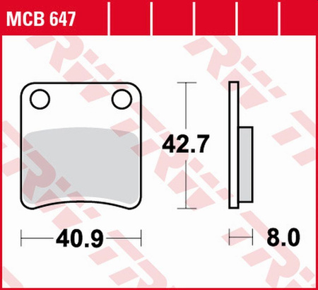 TRW ZF KLOCKI HAMULCOWE KH257 ORGANIC CAGIVA CITY 50 '92-'97, DAELIM SJ 50 FIVE '01-'12, SYM ORBIT 50/125 '07-'09 PRZÓD, DAELIM SN 125 B-BONE '12-'16 TYŁ