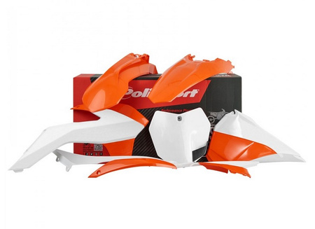 POLISPORT WYPRZEDAŻ KOMPLET PLASTIKÓW KTM EXC/EXC-F '14-'16 KOLOR POMARAŃCZOWY BIAŁY OEM