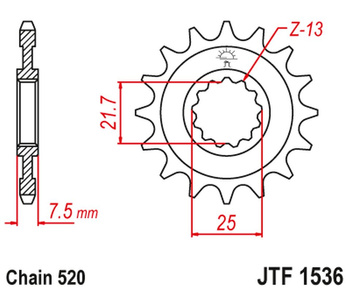 JT ZĘBATKA PRZEDNIA 585 14 KAWASAKI ZX-6R/RR '07-17, YAMAHA XTZ 750 '90-'98 (JTF1536.14)* (ŁAŃC. 520)
