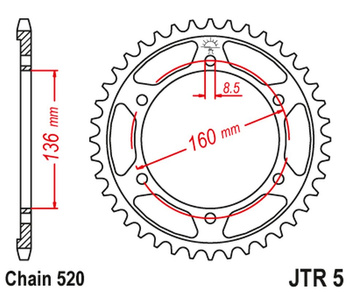 JT ZĘBATKA TYLNA 3552 47 BMW F650 APRILIA PEGASO 650 '92-'04 355247JTZBK) (ŁAŃC. 520) KOLOR CZARNY